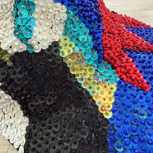 Vintage Sequin Baseball Cap Mosaic Colorful Hat 80s 90s - Picture 4 of 10